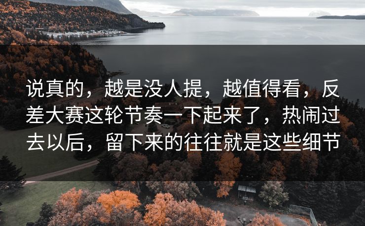 说真的，越是没人提，越值得看，反差大赛这轮节奏一下起来了，热闹过去以后，留下来的往往就是这些细节